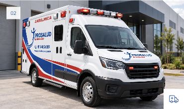 Ambulancia en un entorno industrial, imagen ilustrativa